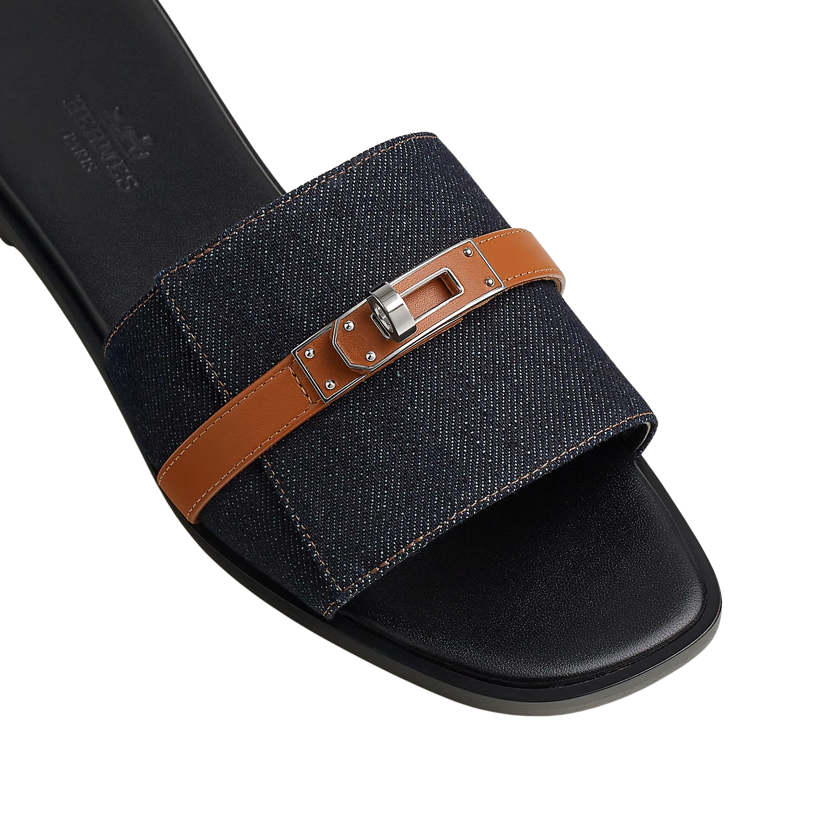 Hermes Giulia Sandal Bleu Brut / Naturel