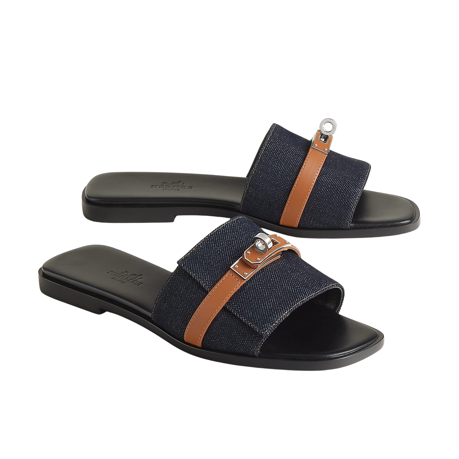 Hermes Giulia Sandal Bleu Brut / Naturel